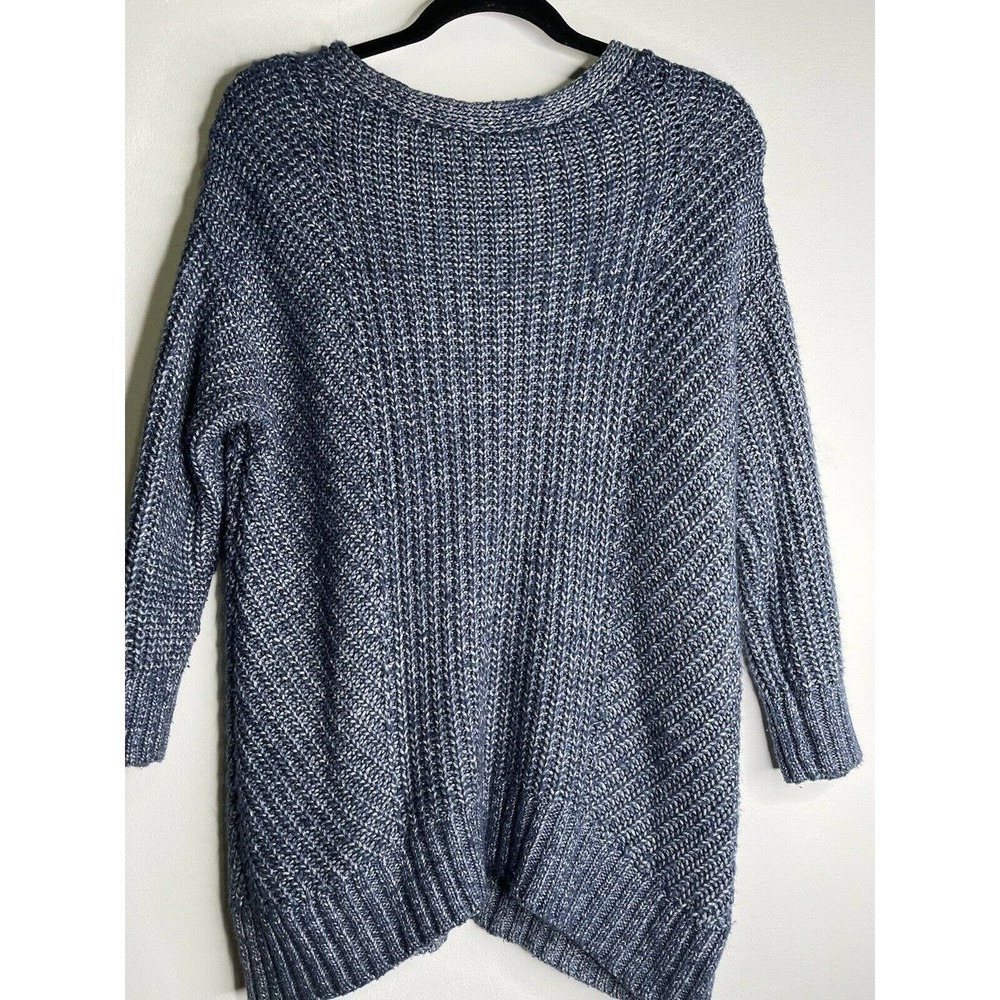 LOU & Grey Chunky Knit Loose Sweater Long Sleeves Size XS Blue Heathered